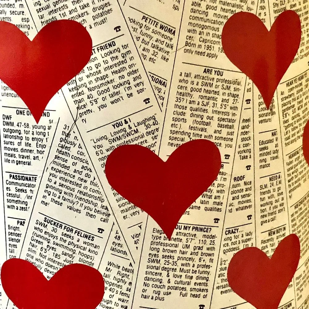 Vintage Metal Tin Can Hearts Looking For Love Ads Valentine's Day 11
